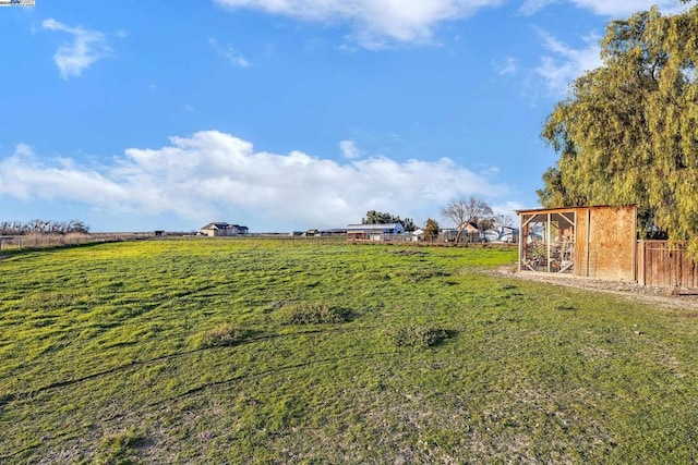 view of yard with a rural view