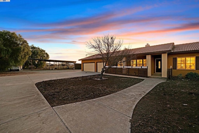 view of front of home featuring a garage