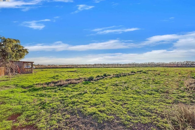 view of yard with a rural view