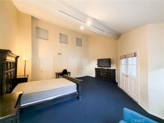 bedroom with a towering ceiling