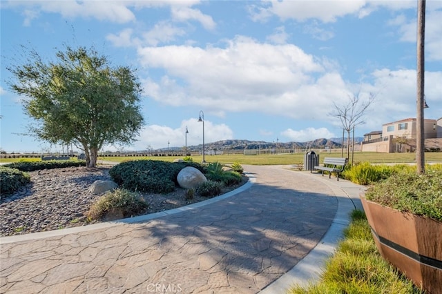 view of property's community with a mountain view