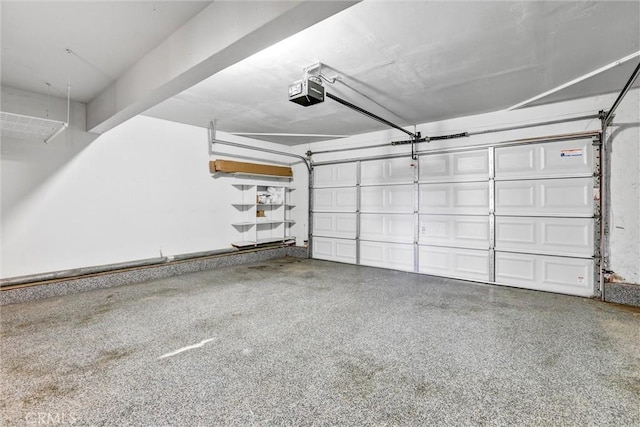 garage with a garage door opener