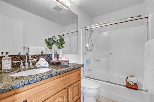 16096 Caminito Tomas, San Diego, CA 92128 - full bath featuring vanity, bath / shower combo with glass door, and tile patterned flooring