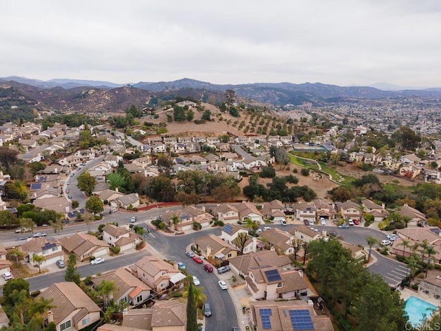 drone / aerial view with a mountain view