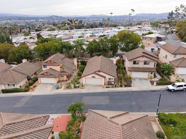 aerial view with a mountain view