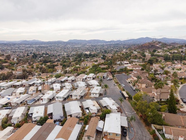 drone / aerial view with a mountain view