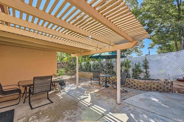 view of patio / terrace featuring a pergola