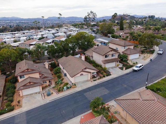 aerial view with a mountain view