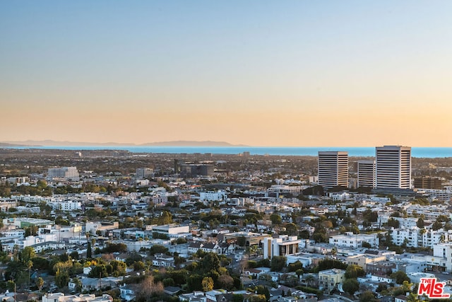 view of aerial view at dusk