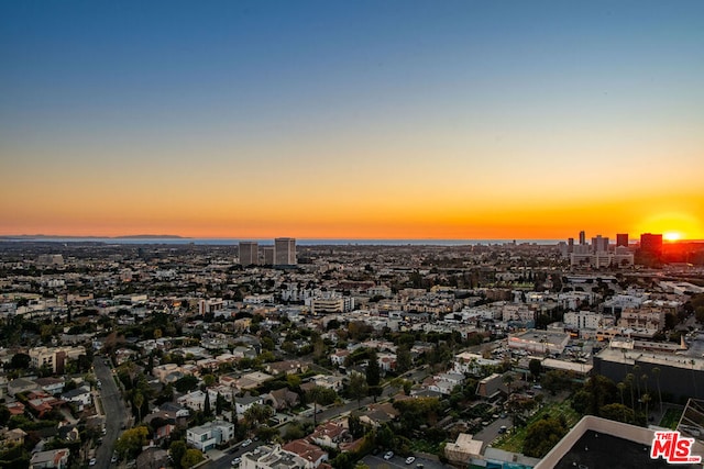 view of aerial view at dusk