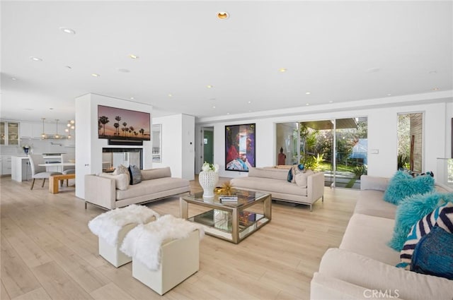 living room featuring light hardwood / wood-style flooring