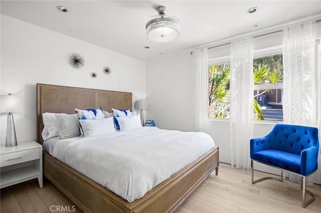 bedroom featuring light hardwood / wood-style flooring