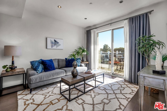 living room with hardwood / wood-style flooring