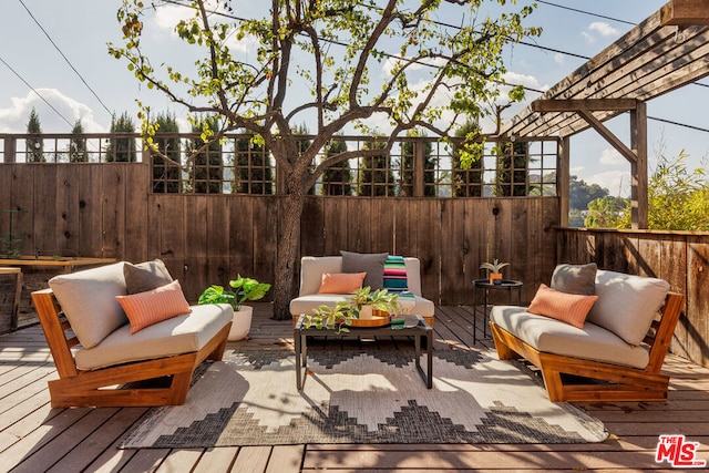 deck featuring an outdoor living space