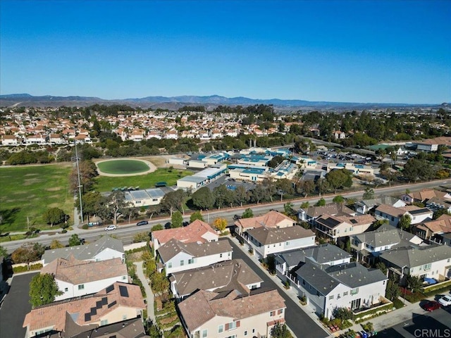 bird's eye view with a mountain view