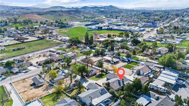 aerial view with a mountain view