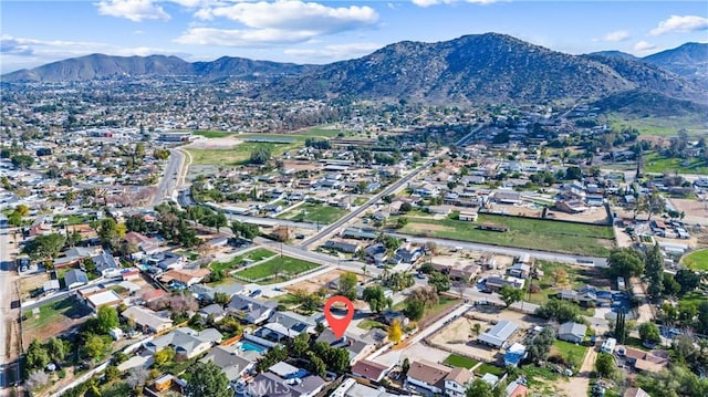 aerial view featuring a mountain view