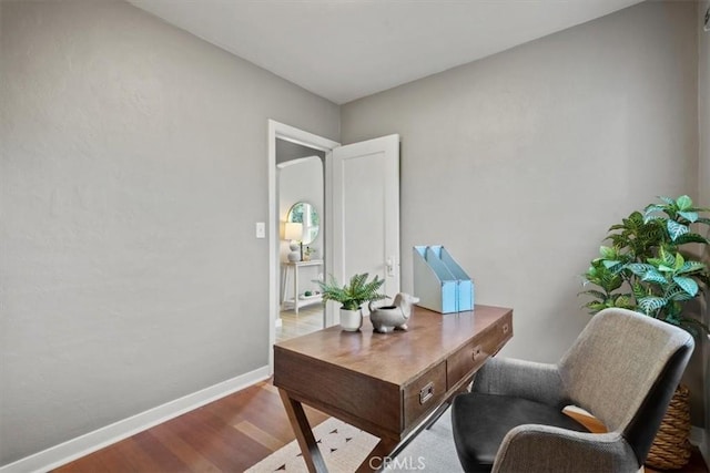 home office featuring wood-type flooring