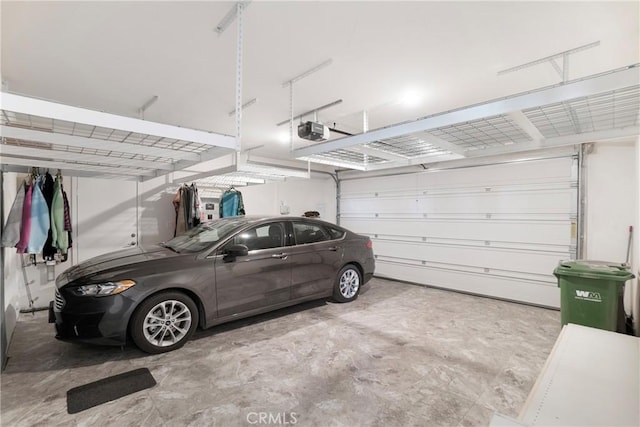 garage with a garage door opener