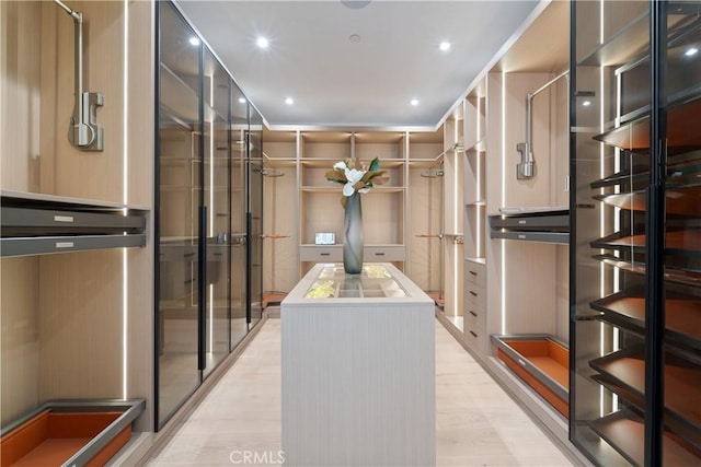 spacious closet with light hardwood / wood-style floors