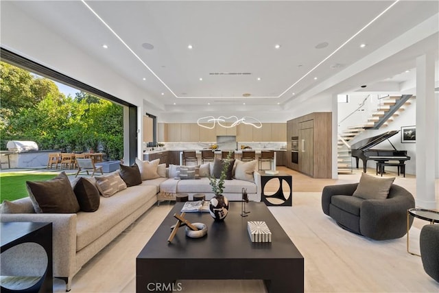 living room with light wood-type flooring