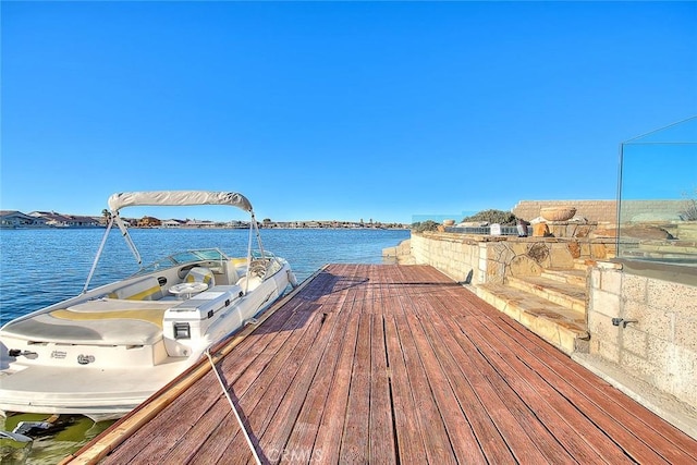 view of dock featuring a water view