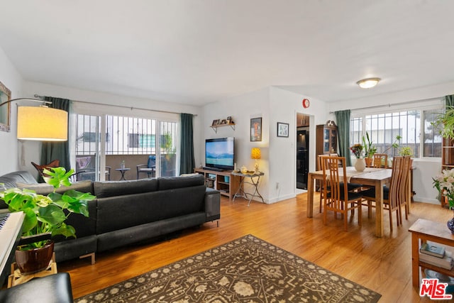 living room featuring light wood-type flooring