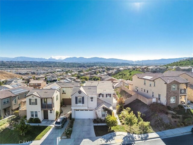 bird's eye view featuring a mountain view