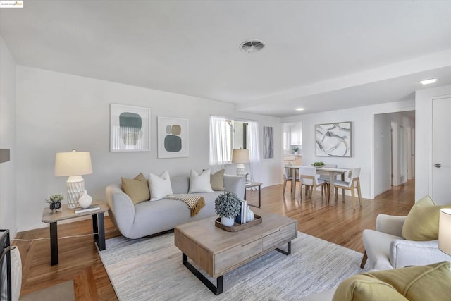 living room featuring light hardwood / wood-style flooring