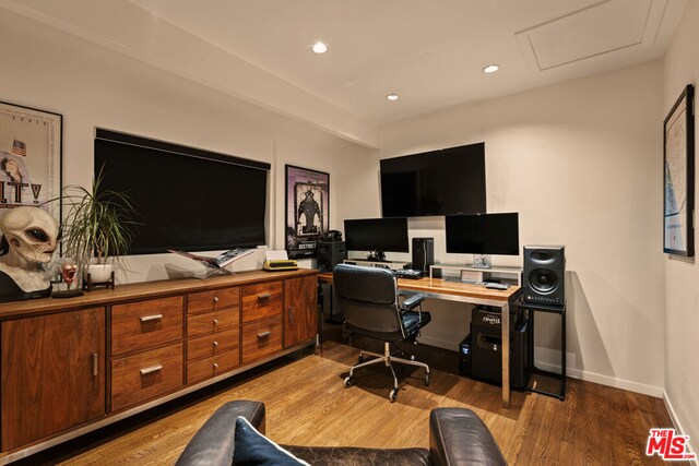 office space featuring hardwood / wood-style flooring