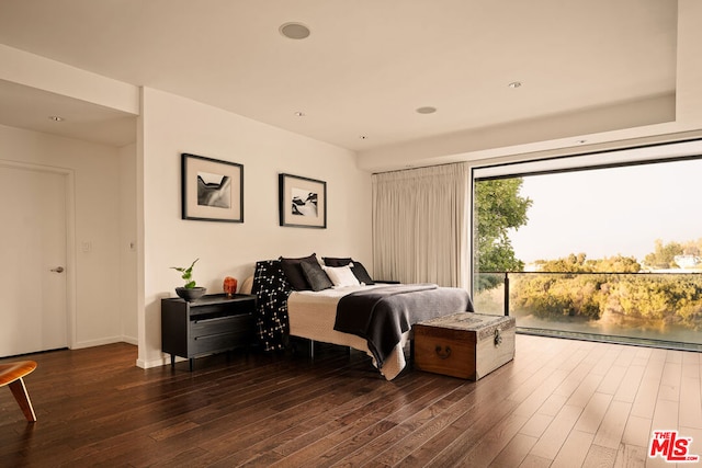 bedroom featuring dark hardwood / wood-style flooring