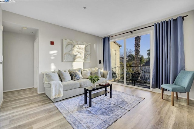 living room featuring light wood-type flooring