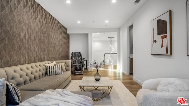 living room featuring hardwood / wood-style floors