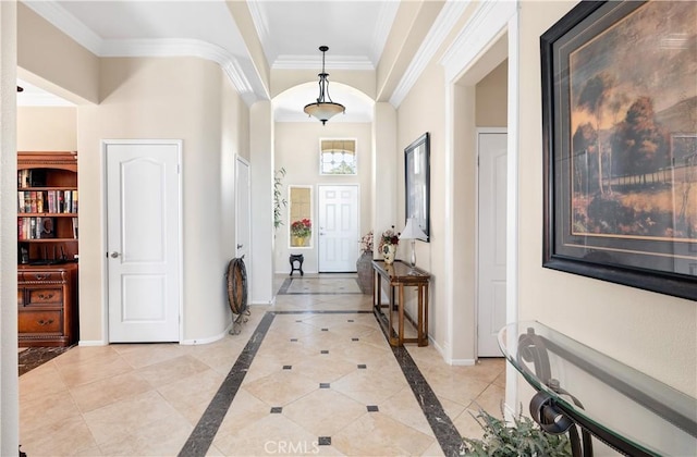 entrance foyer with crown molding