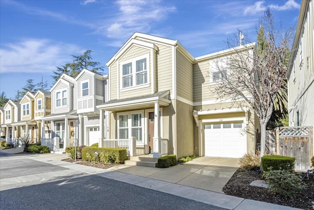 view of property featuring a garage