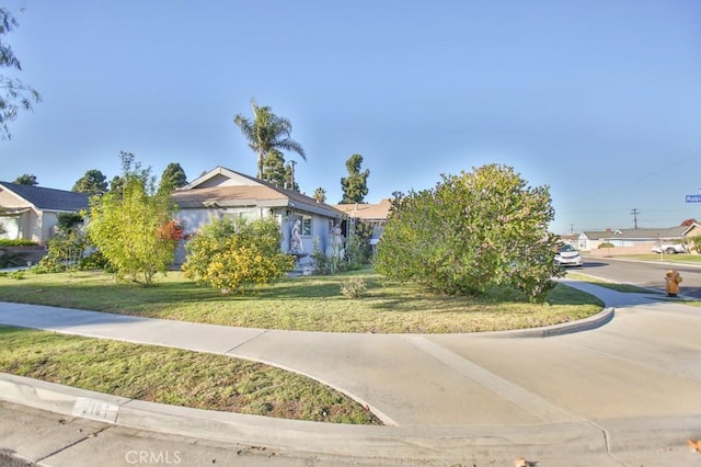 view of property hidden behind natural elements with a front lawn