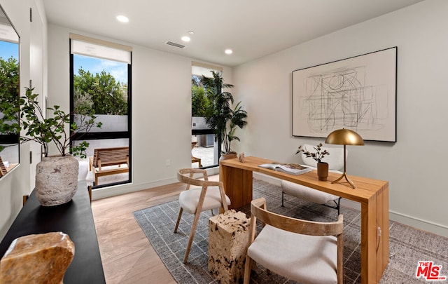 office featuring light hardwood / wood-style floors