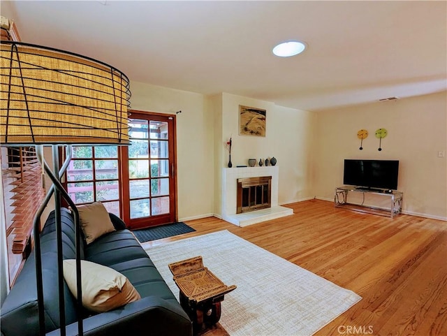 living room with hardwood / wood-style flooring