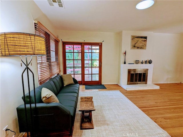 living room with wood-type flooring