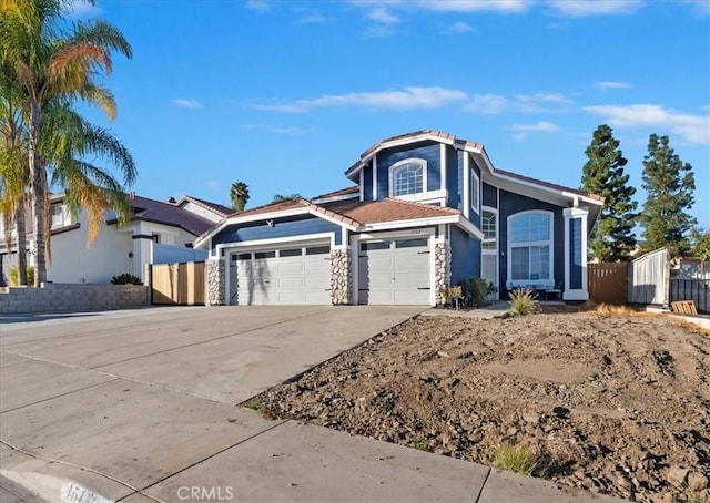 front of property with a garage