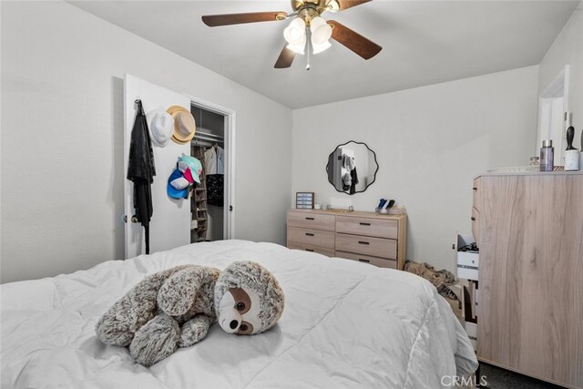 bedroom with a closet and ceiling fan