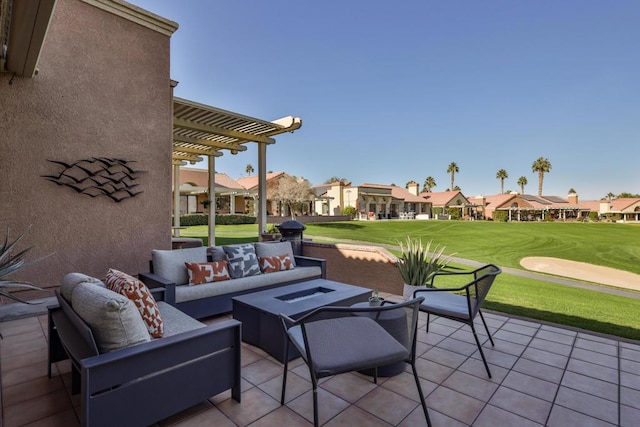 view of patio featuring an outdoor hangout area and a pergola