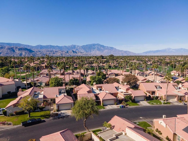 drone / aerial view featuring a mountain view