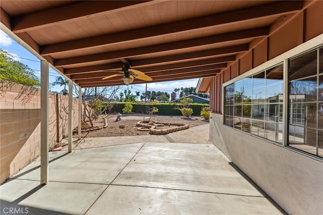 view of patio / terrace featuring ceiling fan