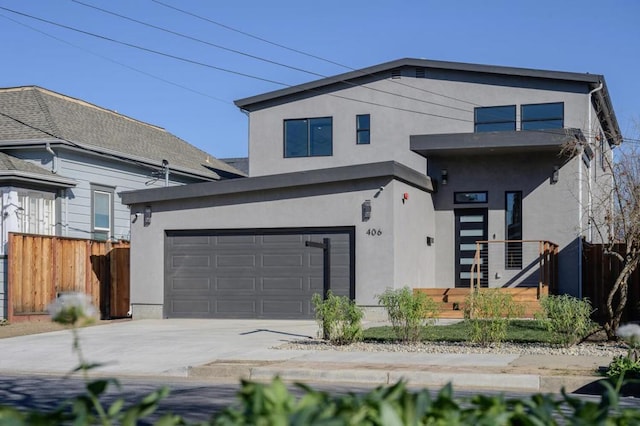 contemporary home featuring a garage