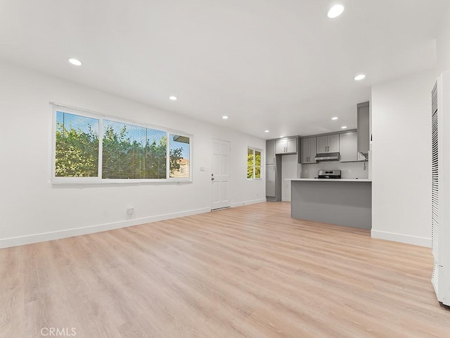 unfurnished living room featuring light hardwood / wood-style floors