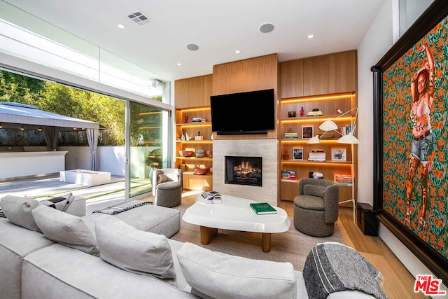 living room featuring light wood-type flooring