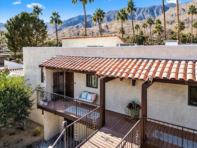 exterior space featuring a mountain view