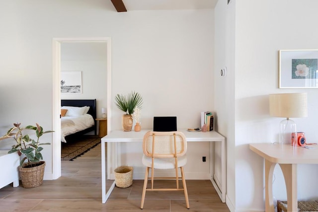 office area featuring light hardwood / wood-style floors