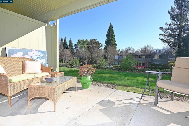 view of patio featuring an outdoor living space